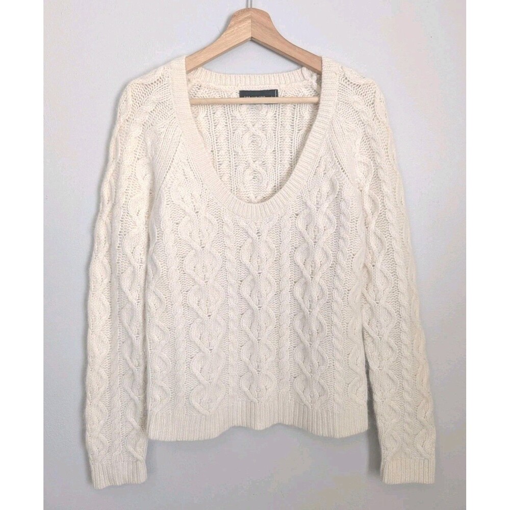 Vtg Y2K The Limited Cable Knit Sweater Angora Lambswool Scoop Neck L Hong Kong